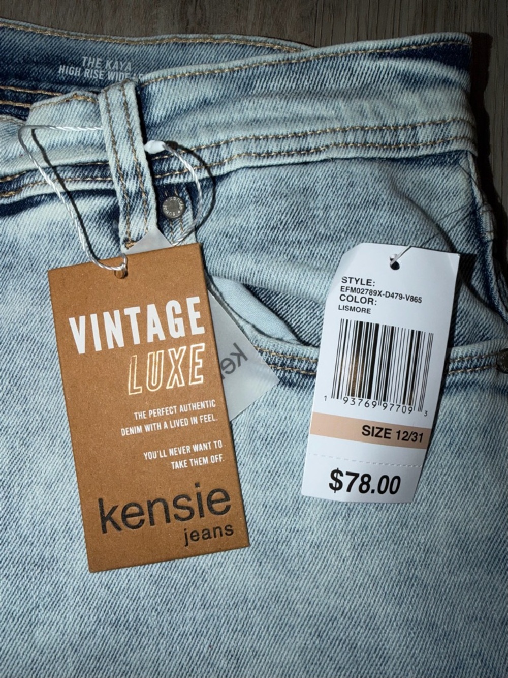 NWT Kensie Women’s The Kaya High Rise Wide Leg Jeans - Size 12 - 31” Length - Picture 3 of 7
